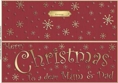 Large Dl Merry Christmas Mum and Dad Quick Cut and Fold Card