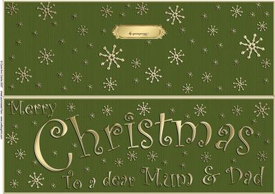 Large Dl Merry Christmas Mum and Dad Quick Cut and Fold Card