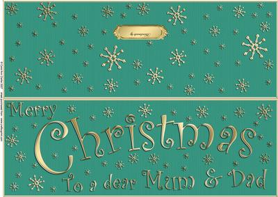 Large Dl Merry Christmas Mum and Dad Quick Cut and Fold Card