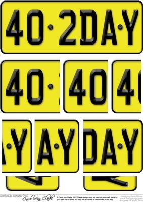 40th Birthday Fun Novelty Number Plate with Side Stacker