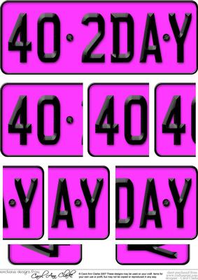 40th Birthday Fun Novelty Number Plate with Side Stacker