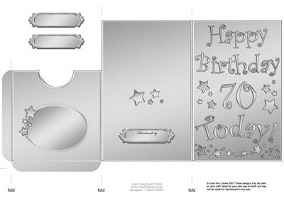70th Birthday Metallic Age Lottery or Gift Token Wallet Card