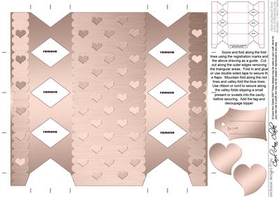 Metallic Hearts Cracker Shaped Treat or Favour Box