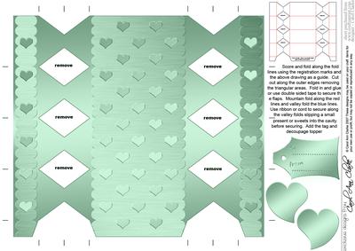 Metallic Hearts Cracker Shaped Treat or Favour Box
