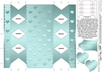 Metallic Hearts Cracker Shaped Treat or Favour Box
