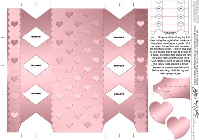 Metallic Hearts Cracker Shaped Treat or Favour Box