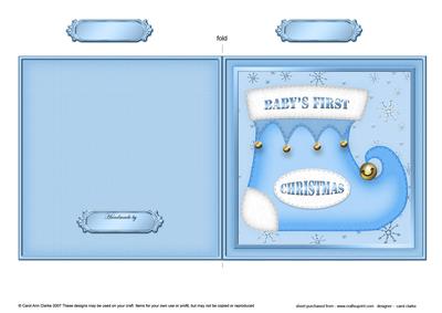 Babys First Christmas Stocking Quick Cut and Fold Card