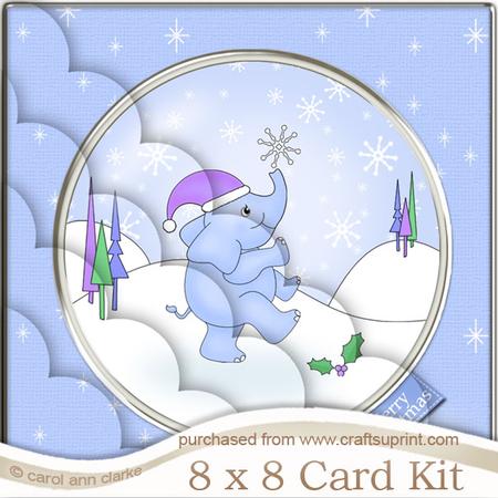 8 x 8 Cute Xmas Elephant Kit with Scalloped Corners