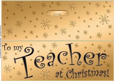 Large Dl to My Teacher Christmas Quick Cut and Fold Card