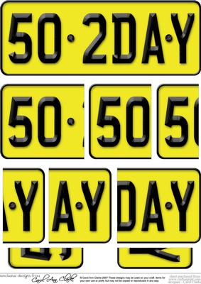 50th Birthday Fun Novelty Number Plate with Side Stacker Top
