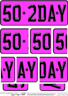 50th Birthday Fun Novelty Number Plate with Side Stacker Top