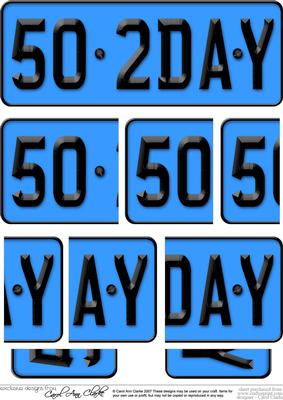 50th Birthday Fun Novelty Number Plate with Side Stacker Top