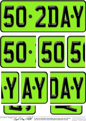 50th Birthday Fun Novelty Number Plate with Side Stacker Top
