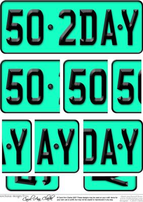 50th Birthday Fun Novelty Number Plate with Side Stacker Top