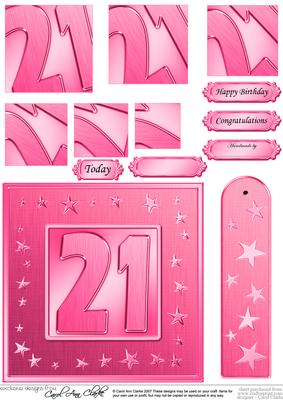 21st Bright Metallic Age Quick Card with Twisted Pyramage