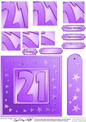 21st Bright Metallic Age Quick Card with Twisted Pyramage