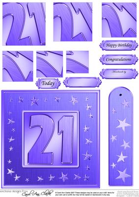 21st Bright Metallic Age Quick Card with Twisted Pyramage