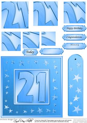21st Bright Metallic Age Quick Card with Twisted Pyramage