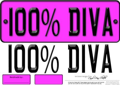 Large Dl 100% Diva Novelty Number Plate N 3D Decoupage