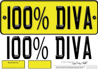Large Dl 100% Diva Novelty Number Plate N 3D Decoupage