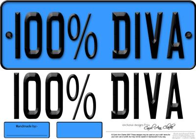 Large Dl 100% Diva Novelty Number Plate N 3D Decoupage