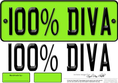 Large Dl 100% Diva Novelty Number Plate N 3D Decoupage