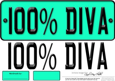 Large Dl 100% Diva Novelty Number Plate N 3D Decoupage
