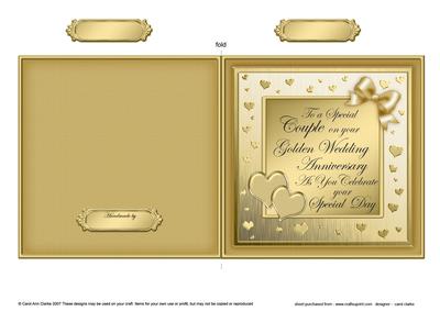 Golden Wedding Anniversary Cut and Fold Card