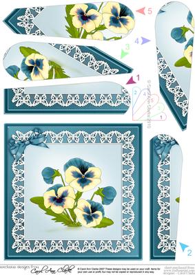 Pansy on Butterfly Lace Fan Pyramage Topper