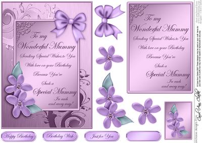 Metallic Birthday Mummy with 3D Decoupage