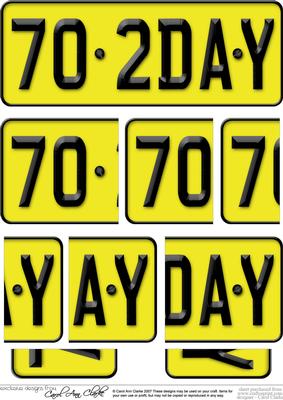 70th Birthday Fun Novelty Number Plate with Side Stacker Top