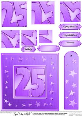 25th Bright Metallic Age Quick Card with Twisted Pyramage