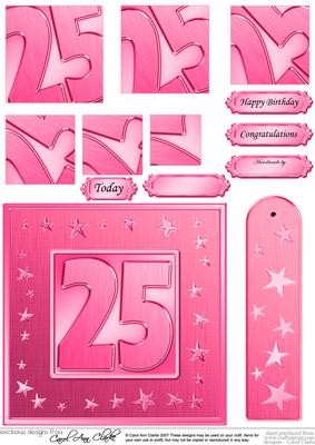 25th Bright Metallic Age Quick Card with Twisted Pyramage