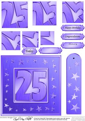 25th Bright Metallic Age Quick Card with Twisted Pyramage