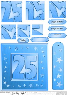 25th Bright Metallic Age Quick Card with Twisted Pyramage