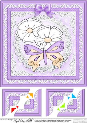 8 x 8 Fluttery Butterfly Scalloped Corner Topper