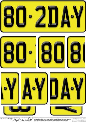 80th Birthday Fun Novelty Number Plate with Side Stacker Top