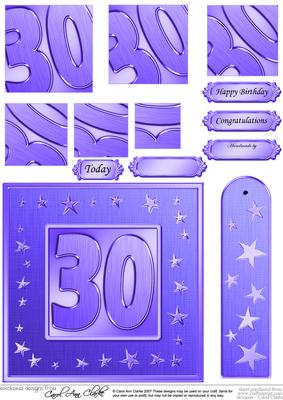 30th Bright Metallic Age Quick Card with Twisted Pyramage