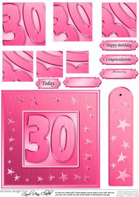 30th Bright Metallic Age Quick Card with Twisted Pyramage