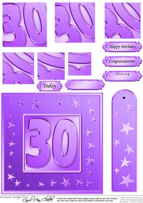 30th Bright Metallic Age Quick Card with Twisted Pyramage