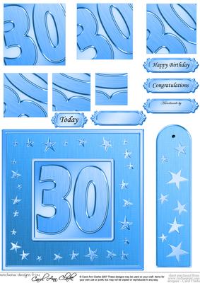 30th Bright Metallic Age Quick Card with Twisted Pyramage