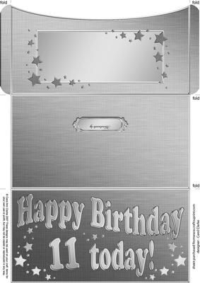 11th Birthday Metallic Age Money or Gift Wallet and Card