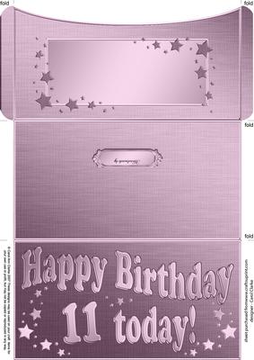 11th Birthday Metallic Age Money or Gift Wallet and Card