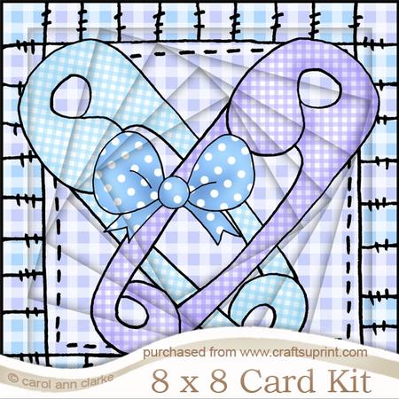 8 x 8 Baby Boy Nappy Pins Twisted Tunnel Card Kit