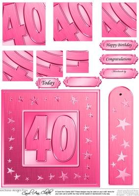 40th Bright Metallic Age Quick Card with Twisted Pyramage