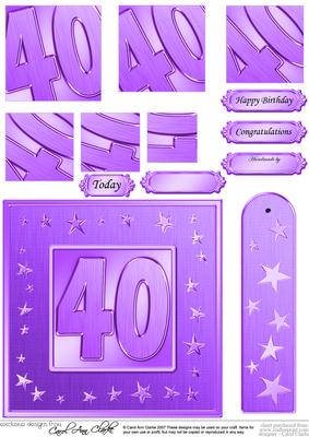 40th Bright Metallic Age Quick Card with Twisted Pyramage