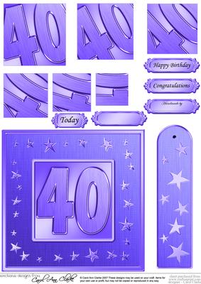 40th Bright Metallic Age Quick Card with Twisted Pyramage
