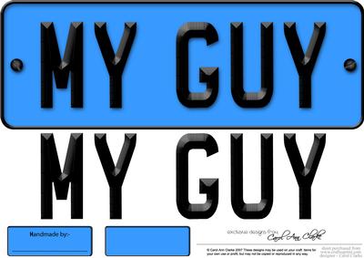 Large Dl My Guy Novelty Number Plate N 3D Decoupage