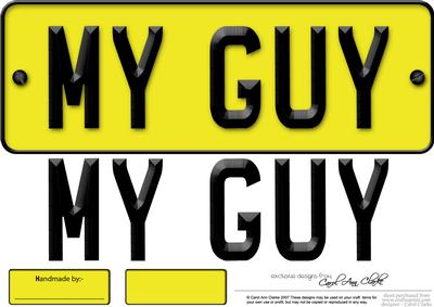 Large Dl My Guy Novelty Number Plate N 3D Decoupage