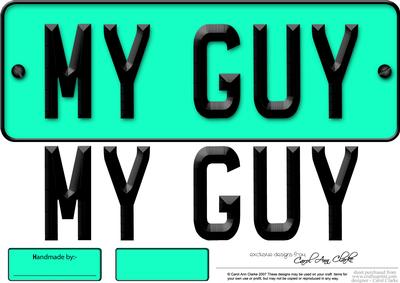 Large Dl My Guy Novelty Number Plate N 3D Decoupage